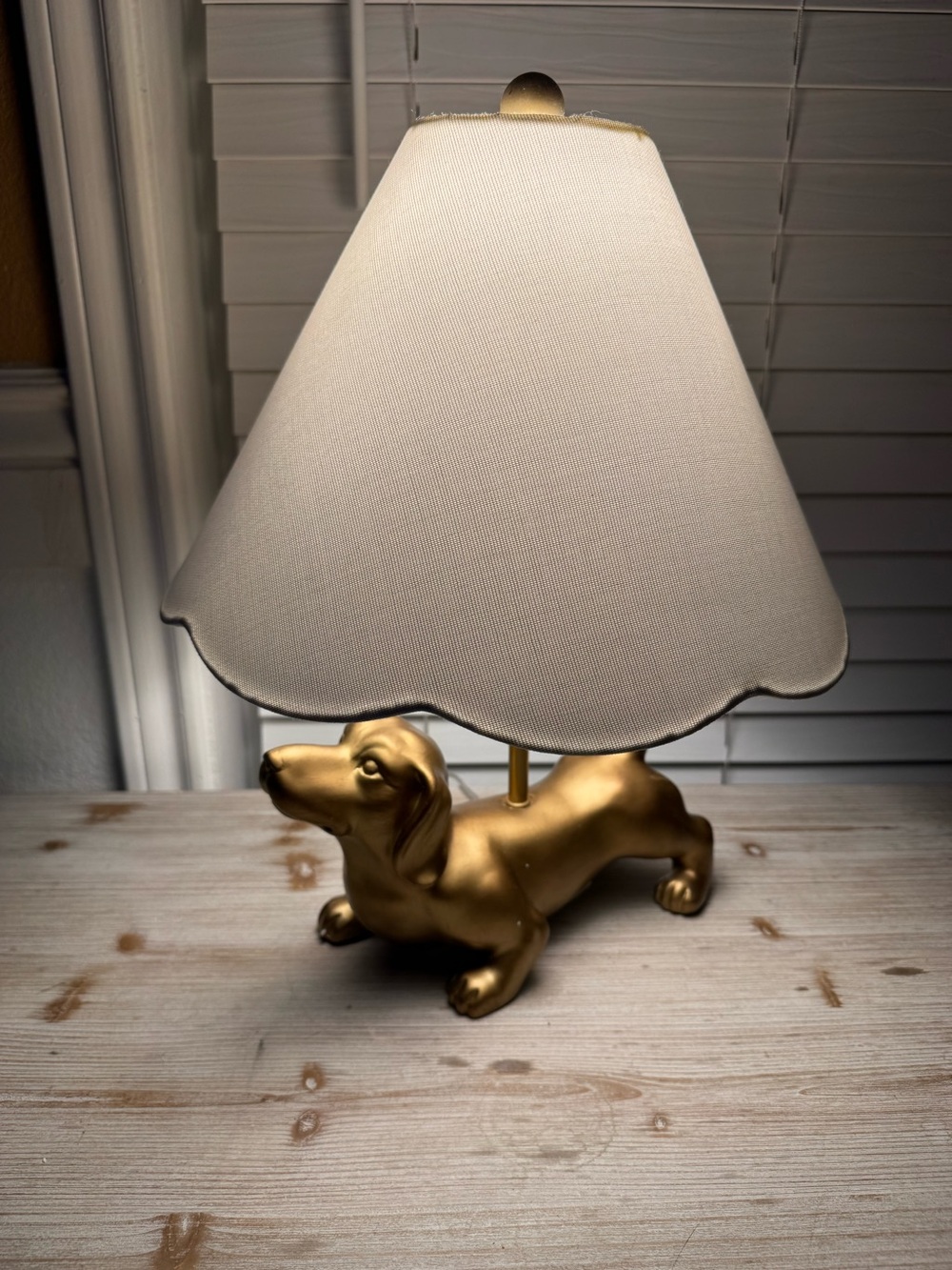 Anthropologie Style Gold Dachshund Doxie Dog Table Lamp & Shade By Elements New